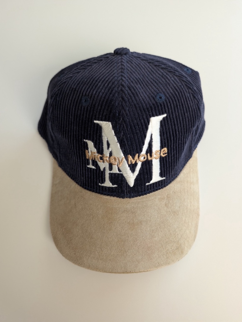 Vintage 90s Mickey Mouse Hat Corduroy Suede Blue Baseball Cap Disney embroidered